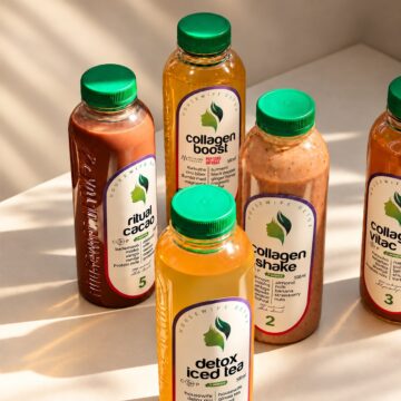 Collagen Detox program Housewife Detox, flašice Collagen Boost, Collagen Shake, Collagen Vitamin C, Detox Iced Tea i Ritual Cacao